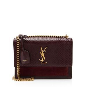 Saint Laurent Python Suede Monogram Sunset Medium Shoulder Bag